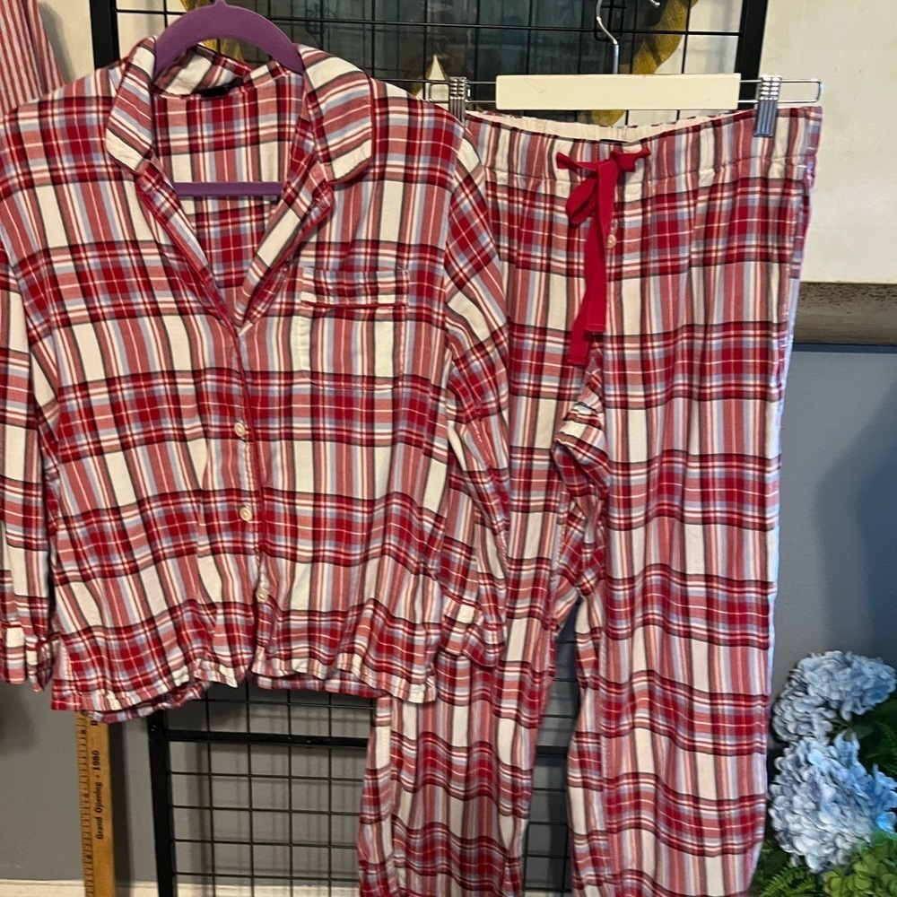 Red and White Plaid Pajama Set